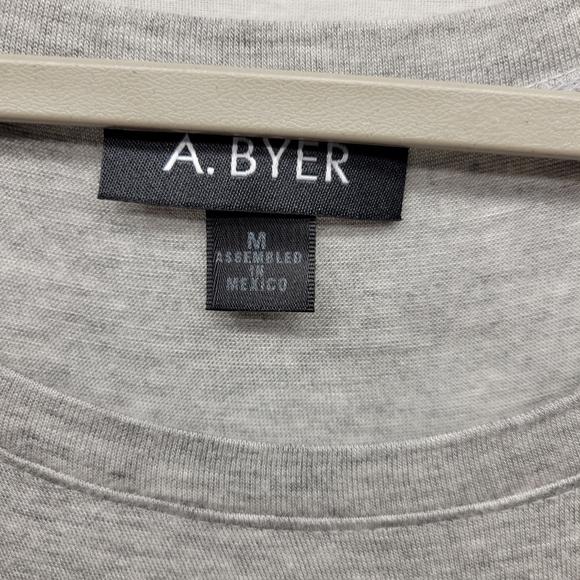 A. Byer Size Medium grey tee with Lace Detailing - Picture 2 of 5